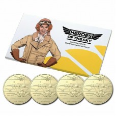 AUSTRALIA 2021 . ONE 1 DOLLAR . HEROES OF THE SKY . NEDW 4 COINS . WITH PRIVY MARK